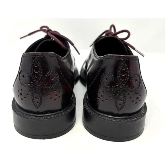 Tod's Mens Shoes Size US 7 UK 6 Oxford Brogue Burgundy Red Leather Derby Lace Up