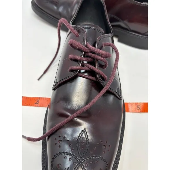 Tod's Mens Shoes Size US 7 UK 6 Oxford Brogue Burgundy Red Leather Derby Lace Up