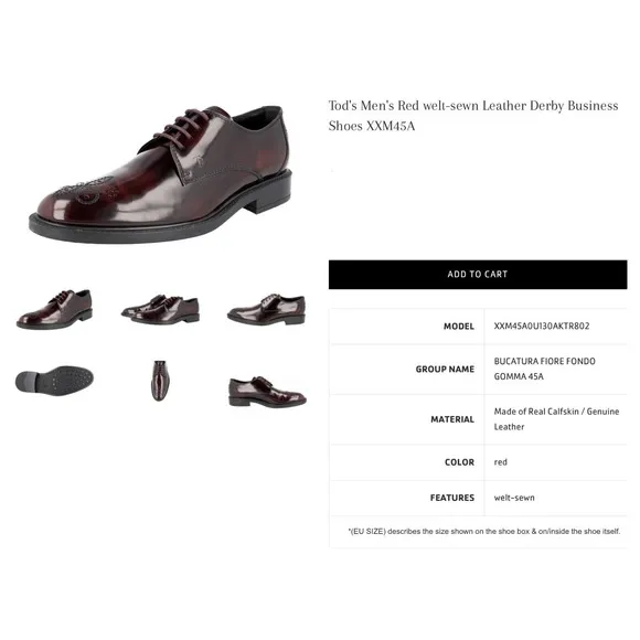 Tod's Mens Shoes Size US 7 UK 6 Oxford Brogue Burgundy Red Leather Derby Lace Up