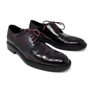 Tod's Mens Shoes Size US 7 UK 6 Oxford Brogue Burgundy Red Leather Derby Lace Up