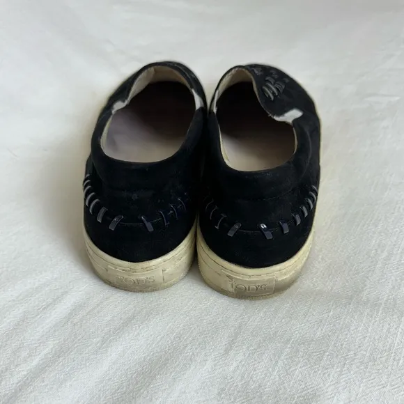 TODS Sportivo XK Pantofola Black Suede Leather Embellished Sneakers 40 EU