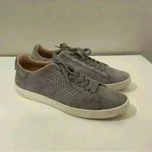 Tod's Trainers Sneakers Womens Beige Suede Studded Low Top Lace Up Size 7.5