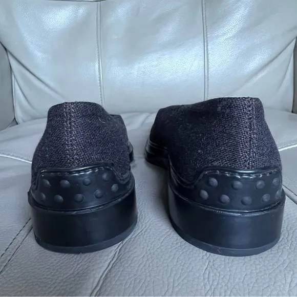 TOD’S Wool Slip On Shoes Sz 38 Gray Black Classic Minimalistic Low Heel Pump