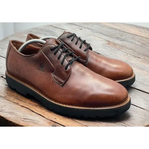 Tommy Hilfiger Oxford Brown Leather Shoes Lace Up Comfort Mens 12 Fast Ship