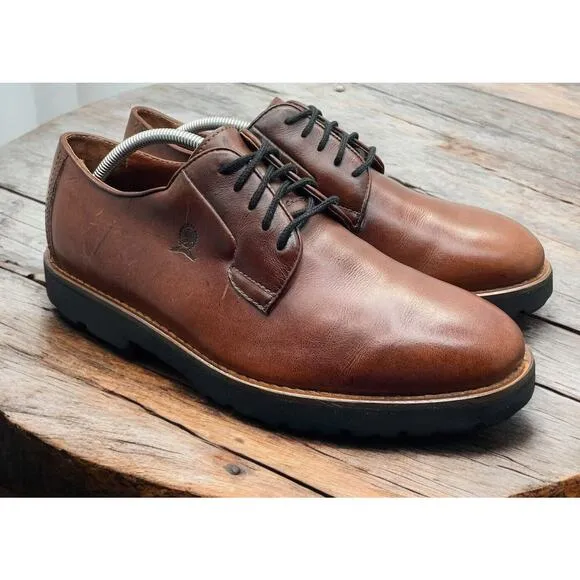 Tommy Hilfiger Oxford Brown Leather Shoes Lace Up Comfort Mens 12 Fast Ship