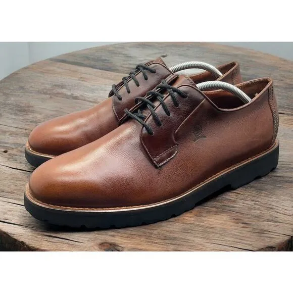 Tommy Hilfiger Oxford Brown Leather Shoes Lace Up Comfort Mens 12 Fast Ship