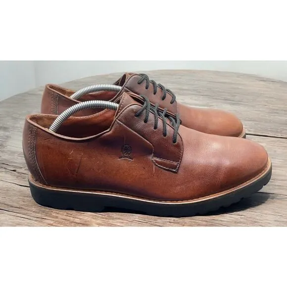 Tommy Hilfiger Oxford Brown Leather Shoes Lace Up Comfort Mens 12 Fast Ship