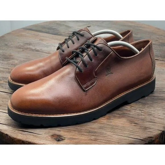 Tommy Hilfiger Oxford Brown Leather Shoes Lace Up Comfort Mens 12 Fast Ship