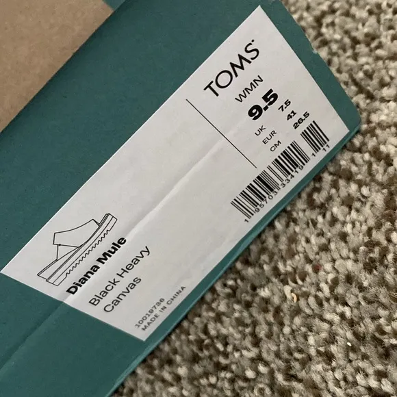 Toms Womens Diana Mule Black Canvas Slip On Wedge Mule Sandals Shoes New
