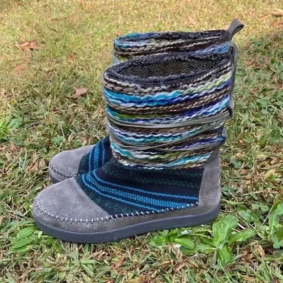 TOMS Nepal Moccasin Suede Knit Boots