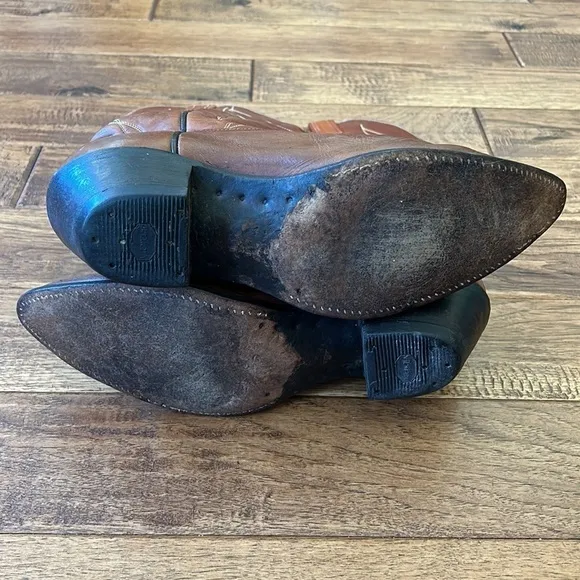 TONY Lama Brown Leather Cowboy Western Rodeo Boots Size 9B