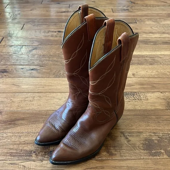 TONY Lama Brown Leather Cowboy Western Rodeo Boots Size 9B