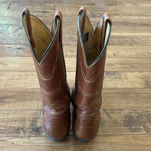 TONY Lama Brown Leather Cowboy Western Rodeo Boots Size 9B