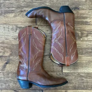 TONY Lama Brown Leather Cowboy Western Rodeo Boots Size 9B