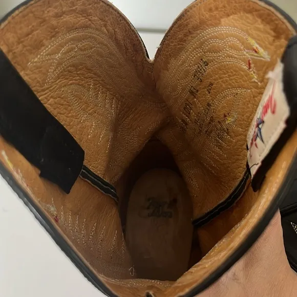 Tony Lama Brown/Black Leather Western Cowboy Boots Size 9.5 EE (Triple Wide)