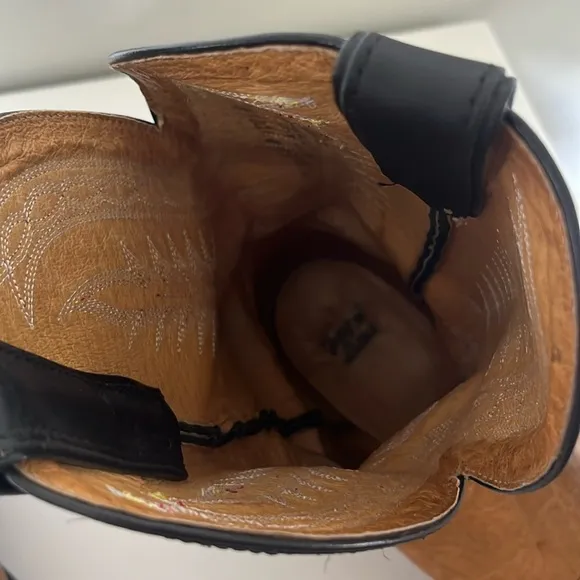 Tony Lama Brown/Black Leather Western Cowboy Boots Size 9.5 EE (Triple Wide)