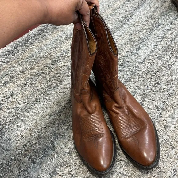 Tony Lama mens brown leather western cowboy boots sz 12D