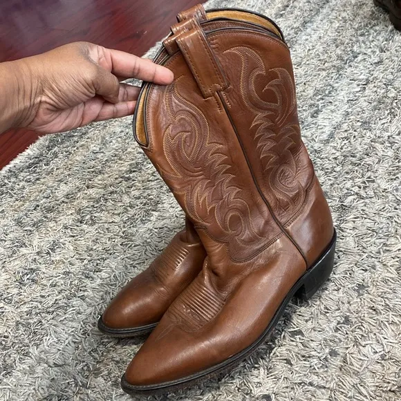 Tony Lama mens brown leather western cowboy boots sz 12D