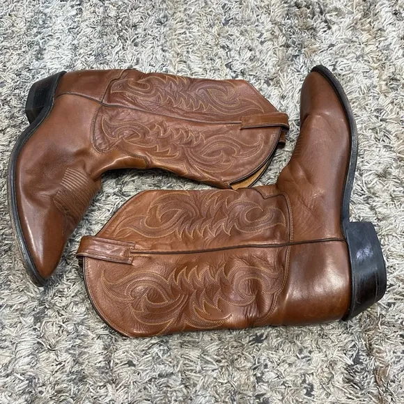 Tony Lama mens brown leather western cowboy boots sz 12D
