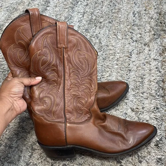 Tony Lama mens brown leather western cowboy boots sz 12D