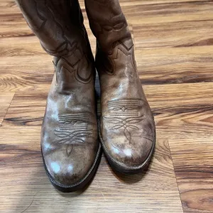 Tony Lama Soft Cowhide Tan Leather Cowboy Western Boots Mens Size 11 D USA Made