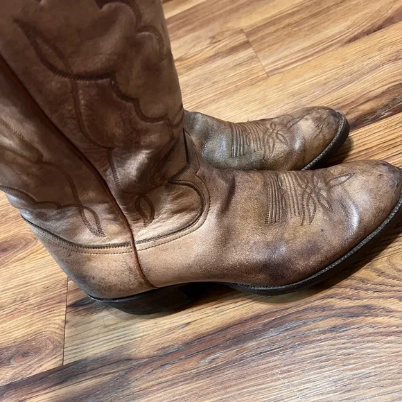 Tony Lama Soft Cowhide Tan Leather Cowboy Western Boots Mens Size 11 D USA Made
