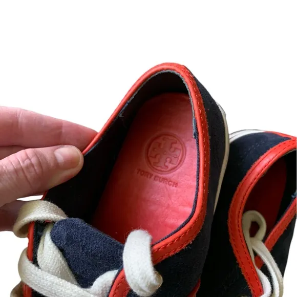 Tory Burch | Churchill Suede Sneakers Navy Ivory Red | 7