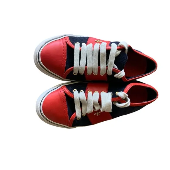 Tory Burch | Churchill Suede Sneakers Navy Ivory Red | 7