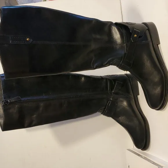Tory Burch Colton Leather Riding Boots Galleon Leather Black Size 5M N…