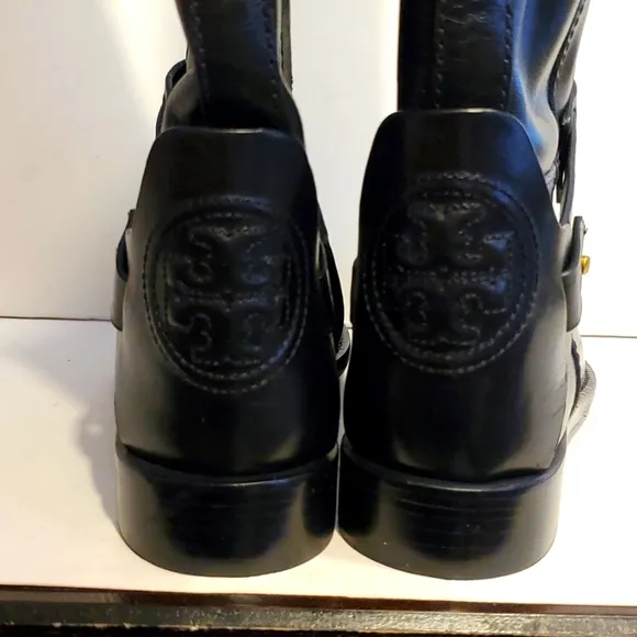Tory Burch Colton Leather Riding Boots Galleon Leather Black Size 5M N…