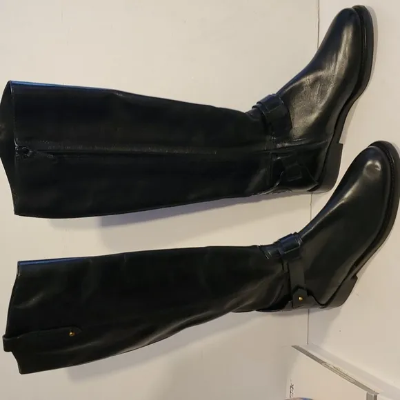 Tory Burch Colton Leather Riding Boots Galleon Leather Black Size 5M N…