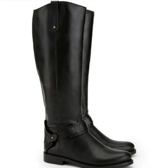 Tory Burch Colton Leather Riding Boots Galleon Leather Black Size 5M N…