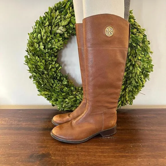 Tory‎ Burch Junction Tall Pebbled Leather Riding Boots 9