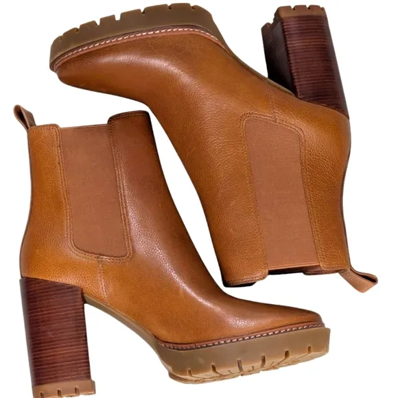 Tory Burch Women's Carson Lug Sole High Heel Boots.... Size 10.5