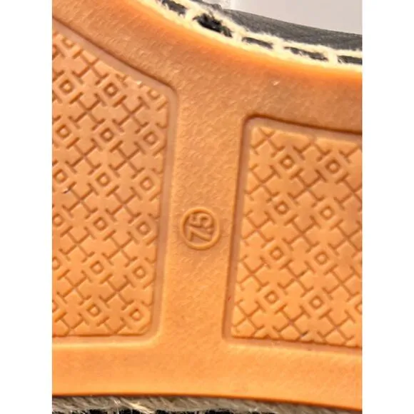 Tory Burch Women's Leather Espadrilles Flat Shoes Comfort Casual Black Size 7.5M