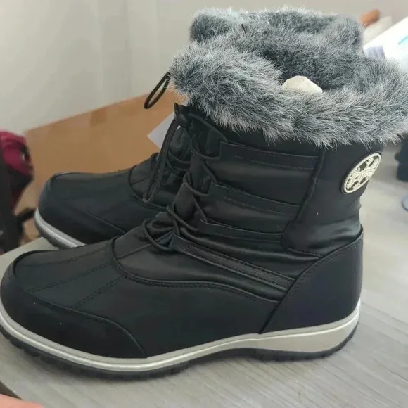 Totes Women's Adele Lace Up Waterproof Faux Shearling Winter Boots
