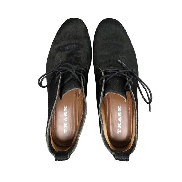 Trask Shoes Womens 6 Booties Chukka Calf Hair Leather Classic Addy Black Lace Up