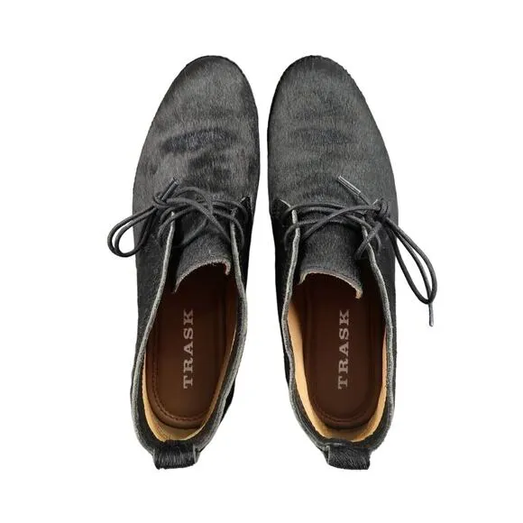 Trask Shoes Womens 6 Booties Chukka Calf Hair Leather Classic Addy Black Lace Up