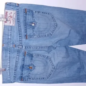 TRUE RELIGION Blue Jeans w/ Orange Stitch Detail, 38W,  32L
