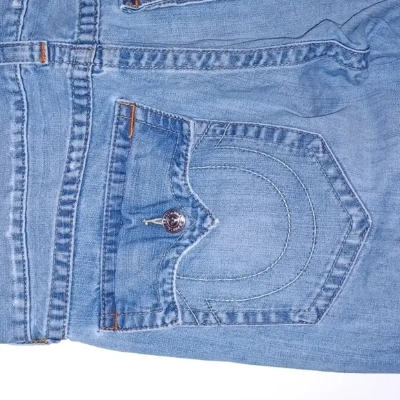 TRUE RELIGION Blue Jeans w/ Orange Stitch Detail, 38W,  32L