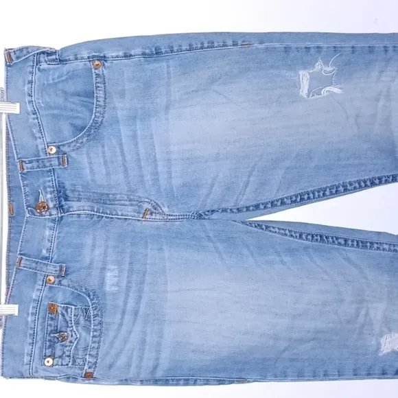 TRUE RELIGION Blue Jeans w/ Orange Stitch Detail, 38W,  32L