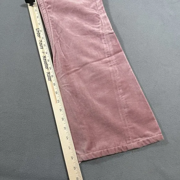 True Religion Joey Big T Velour Flare Leg Pants Sz 31x30 Pink Bootcut Flaps USA