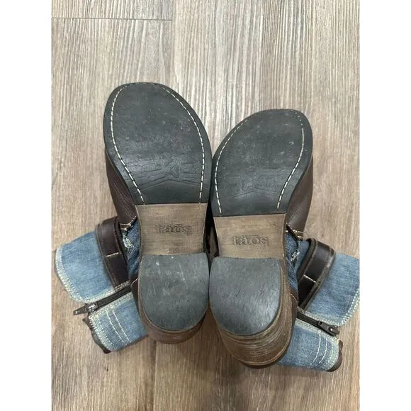 Täōs‎ Tombat Women's Leather Denim Boots Size 7.5