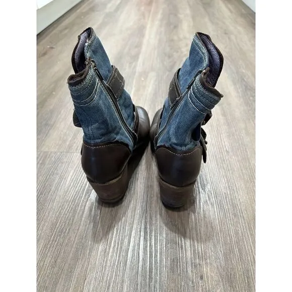 Täōs‎ Tombat Women's Leather Denim Boots Size 7.5
