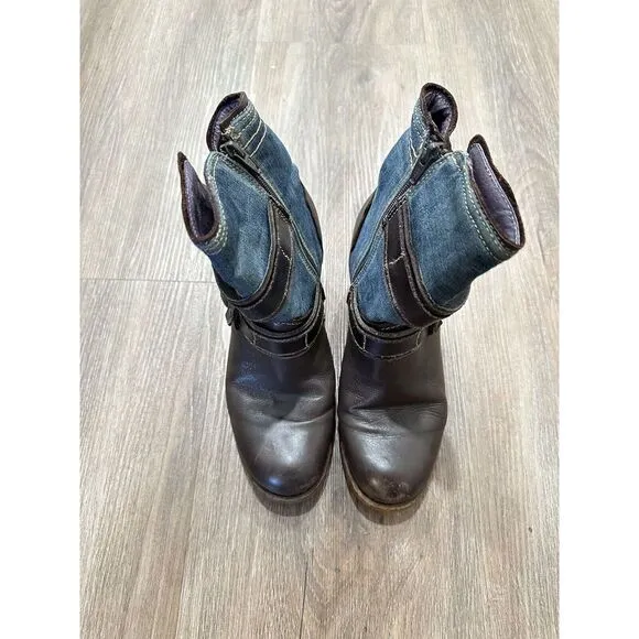 Täōs‎ Tombat Women's Leather Denim Boots Size 7.5