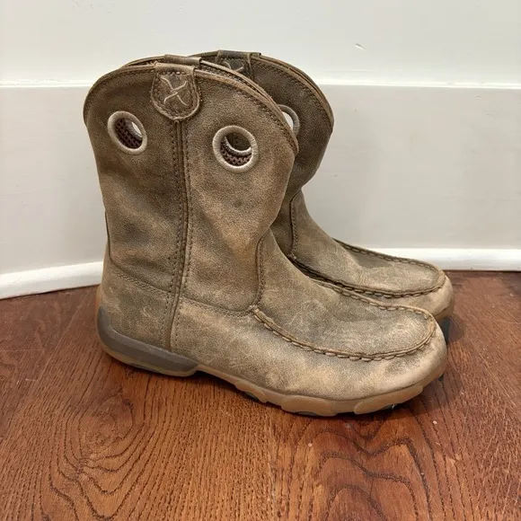 Twisted X Boys Driving Moc Boot Youth Size 4.5 Brown Leather Boots YDB0002 $110