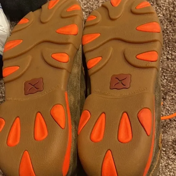 Twisted X Chukka Genuine Leather Driving Moccasin Orange Stitching and Trim