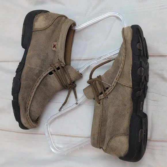 Twisted X Chukka Lace Up Leather Driving Mocs Brown size 3 Big Kids Youth