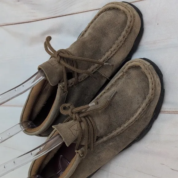 Twisted X Chukka Lace Up Leather Driving Mocs Brown size 3 Big Kids Youth