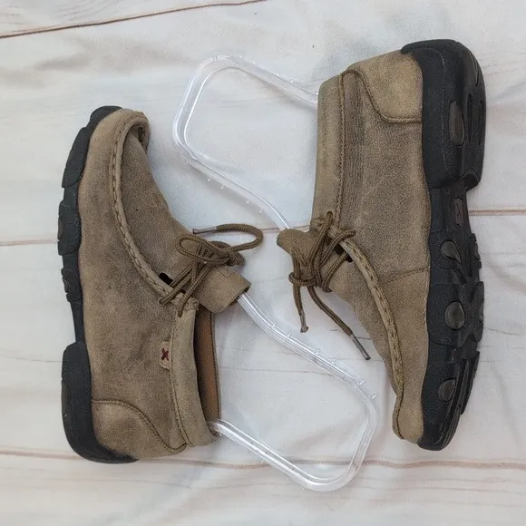 Twisted X Chukka Lace Up Leather Driving Mocs Brown size 3 Big Kids Youth